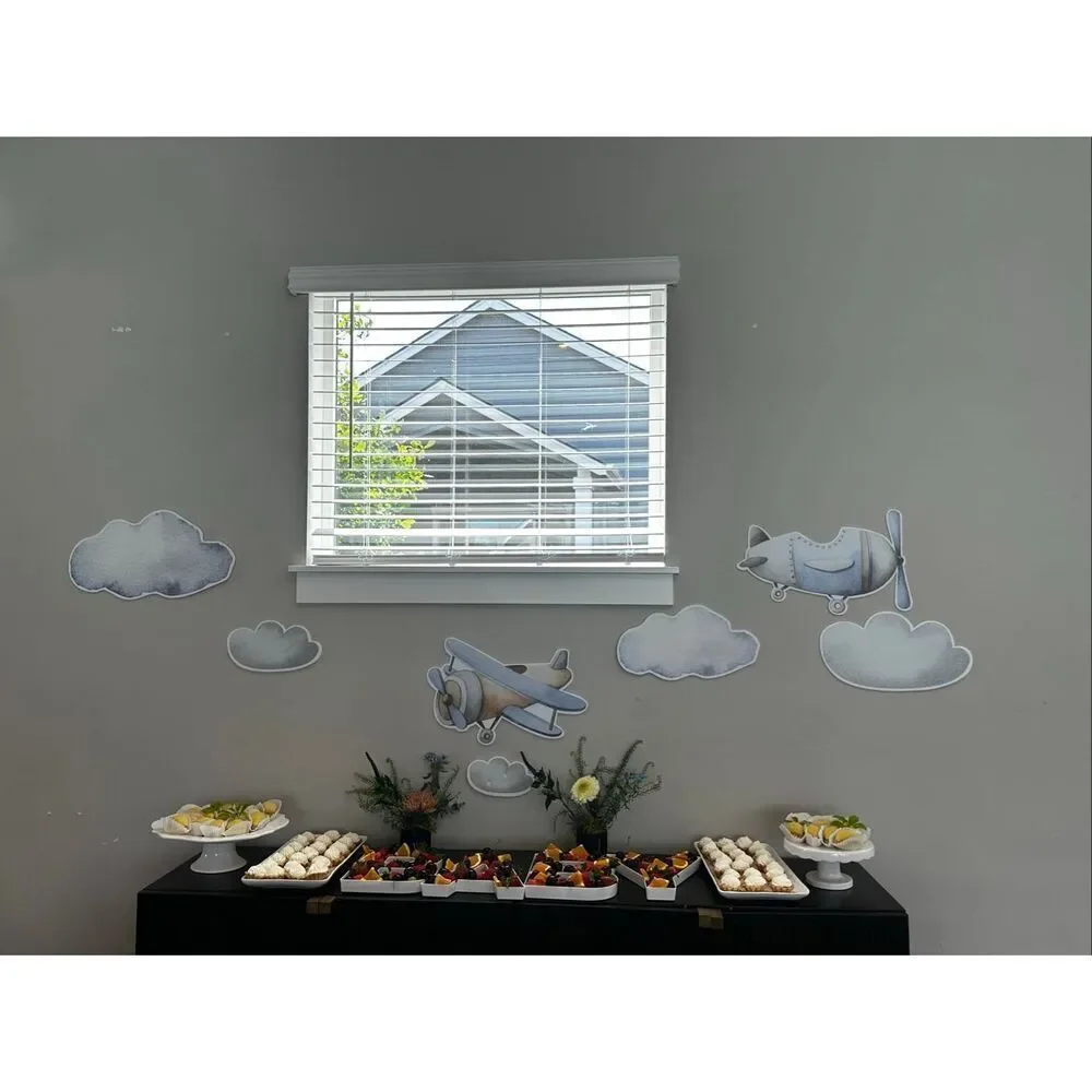 Airplane Vintage watercolor Props decorations backdrops cutouts signs table cent